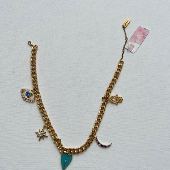 Jessica Simpson Love Frontal Evil Eye Moon Charm Necklace - Picture 2 of 3